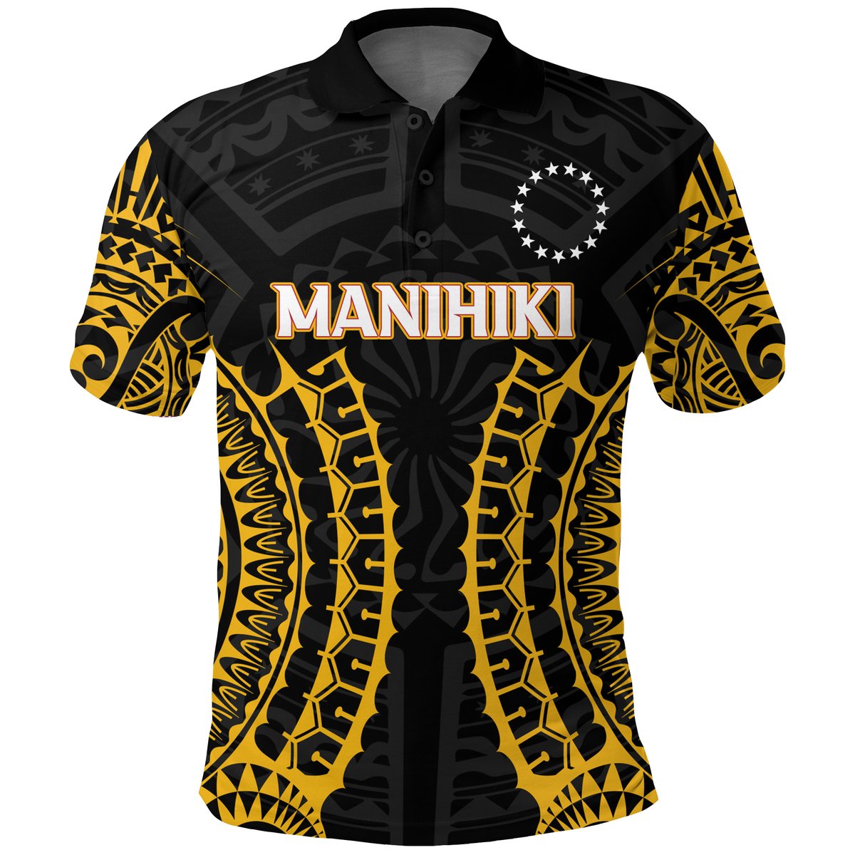 Cook Islands Manihiki Polo Shirt - Tribal Pattern -