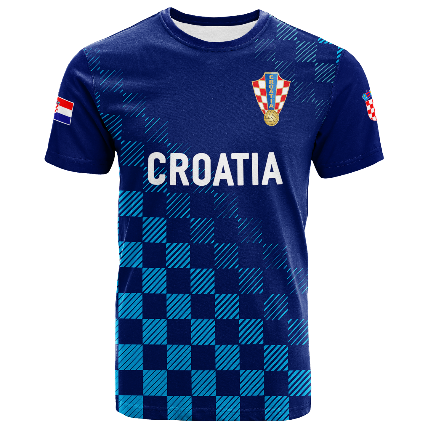 Custom Croatia Football 2022 Champions Pride T Shirt Blue