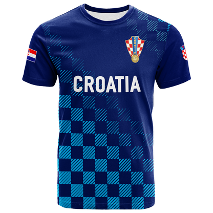 Custom Croatia Football 2022 Champions Pride T Shirt Blue