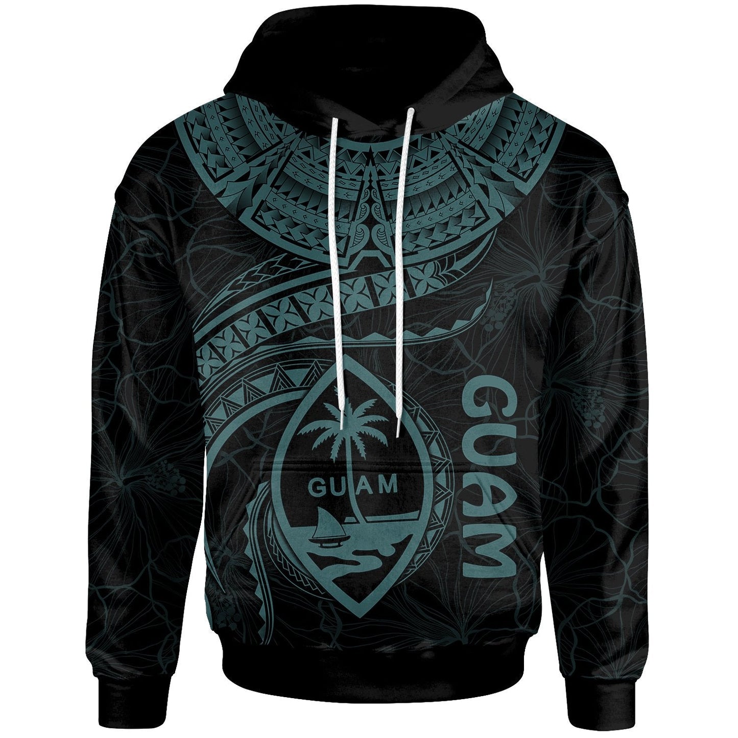 Guam Polynesian Hoodie Guam Waves (Turquoise)
