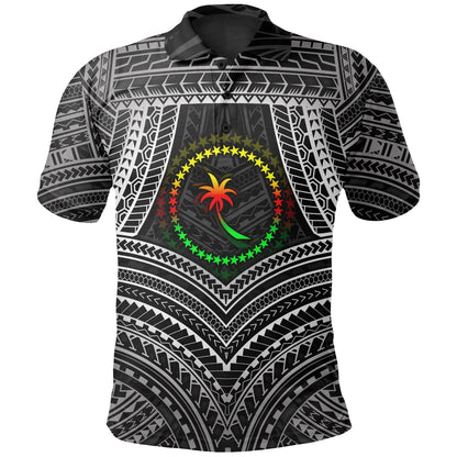 Chuuk Polynesian Polo Shirt - Chuuk Flag Reggae Color