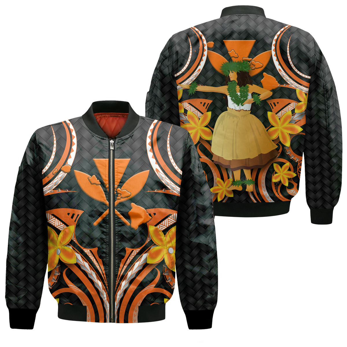 Hawaii Hula Girl Floral Bomber Jacket