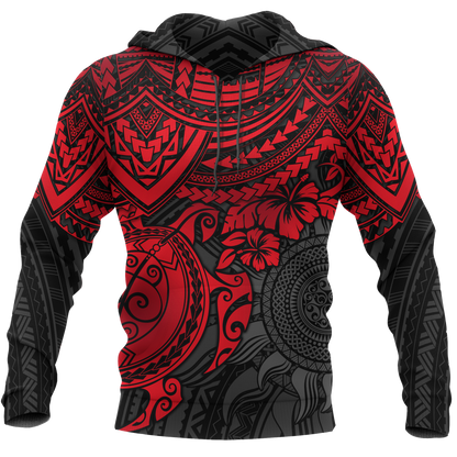 Polynesian Hoodie Polynesian Red Turtle