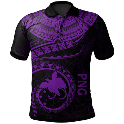 Papua New Guinea Polynesian Polo Shirt - Papua New Guinea Waves Purple
