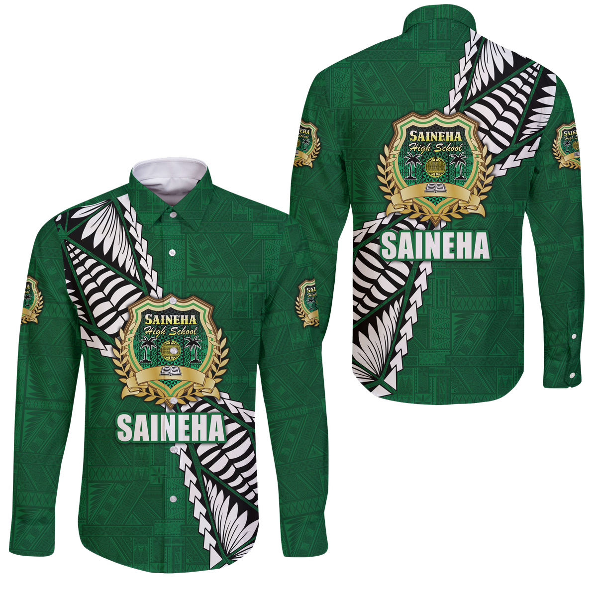 Tonga Saineha High School Tongan Patterns Long Sleeve Button Shirt