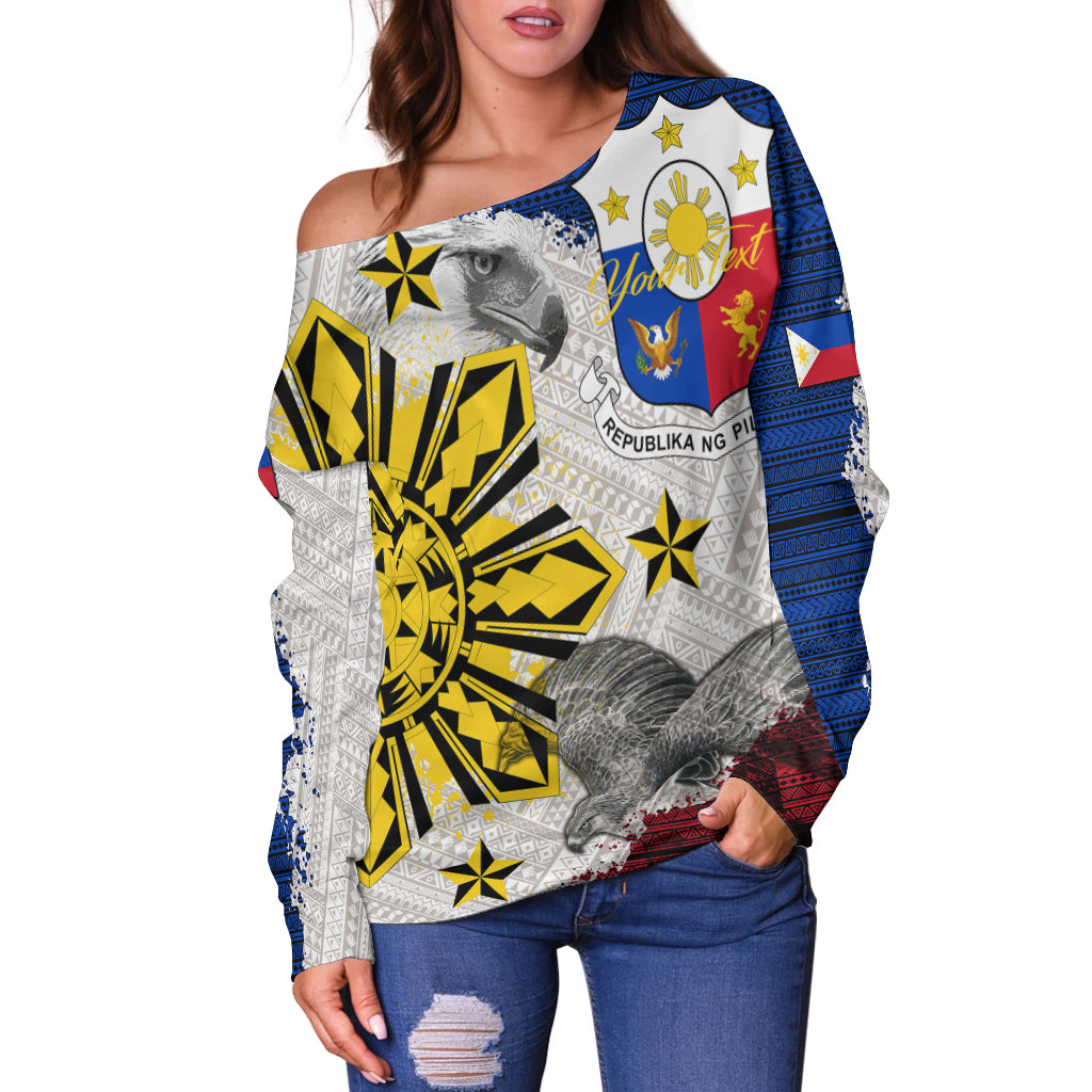 Phillippines Filipino Tribal Eagle Women Off Shoulder Sweater