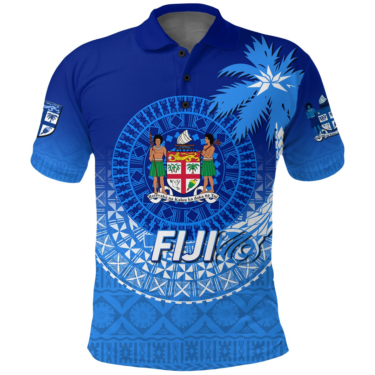 Fiji Tapa Tribal Coconut Tree Polo Shirt -