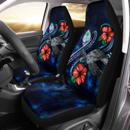 Guam Polynesian Car Seat Covers Blue Turtle Hibiscus