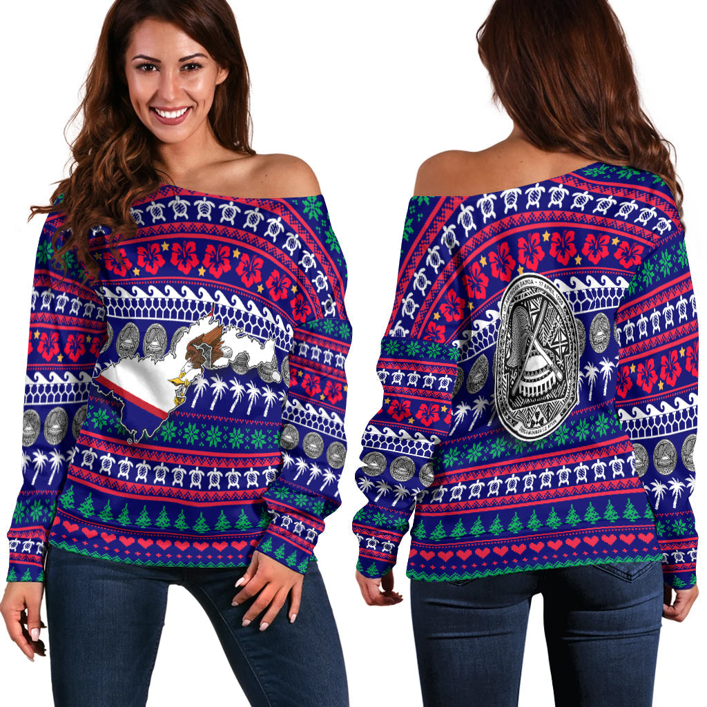 American Samoa Christmas Women Off Shoulder Sweater Ugly Christmas