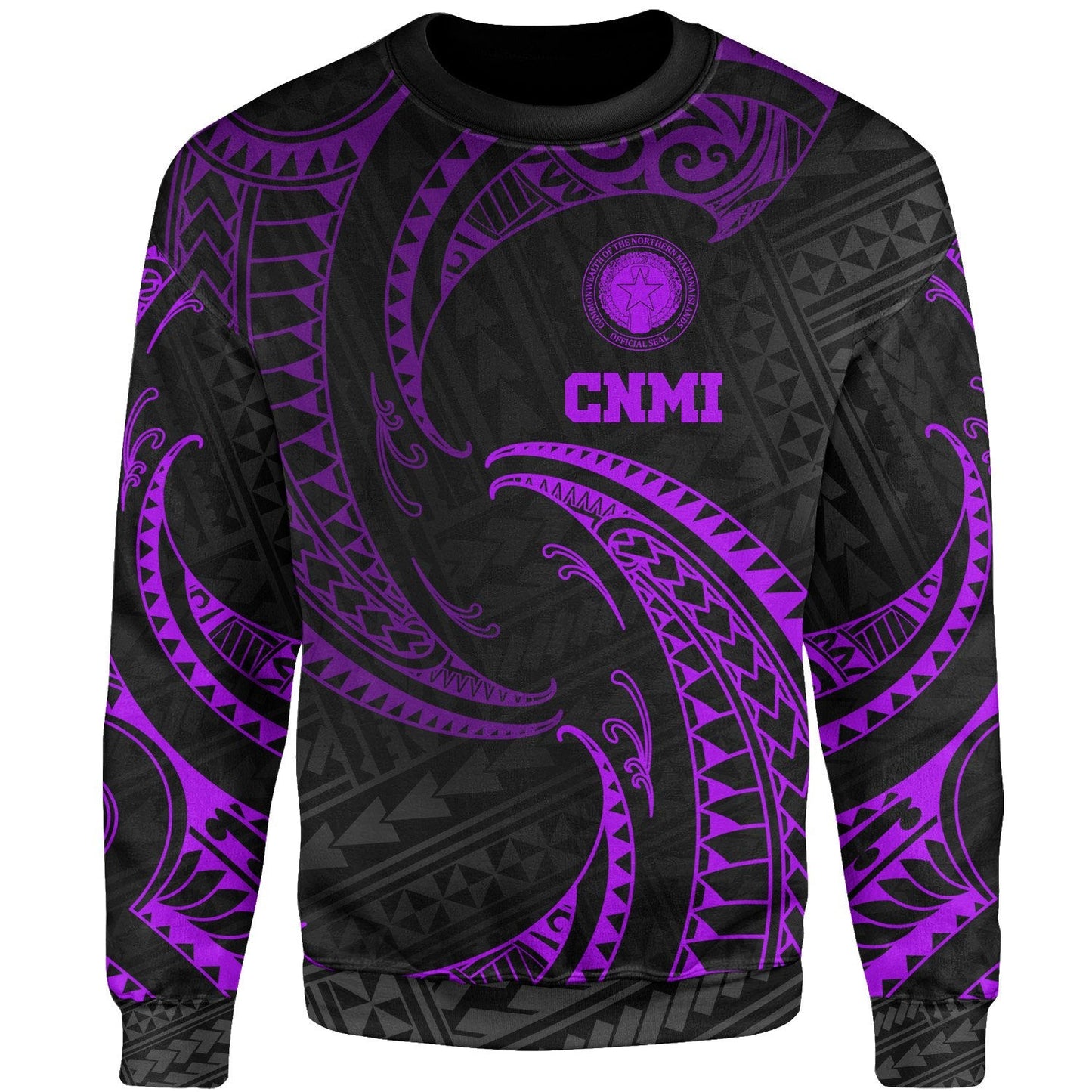 Northern Mariana Islands Polynesian Sweater Purple Tribal Wave