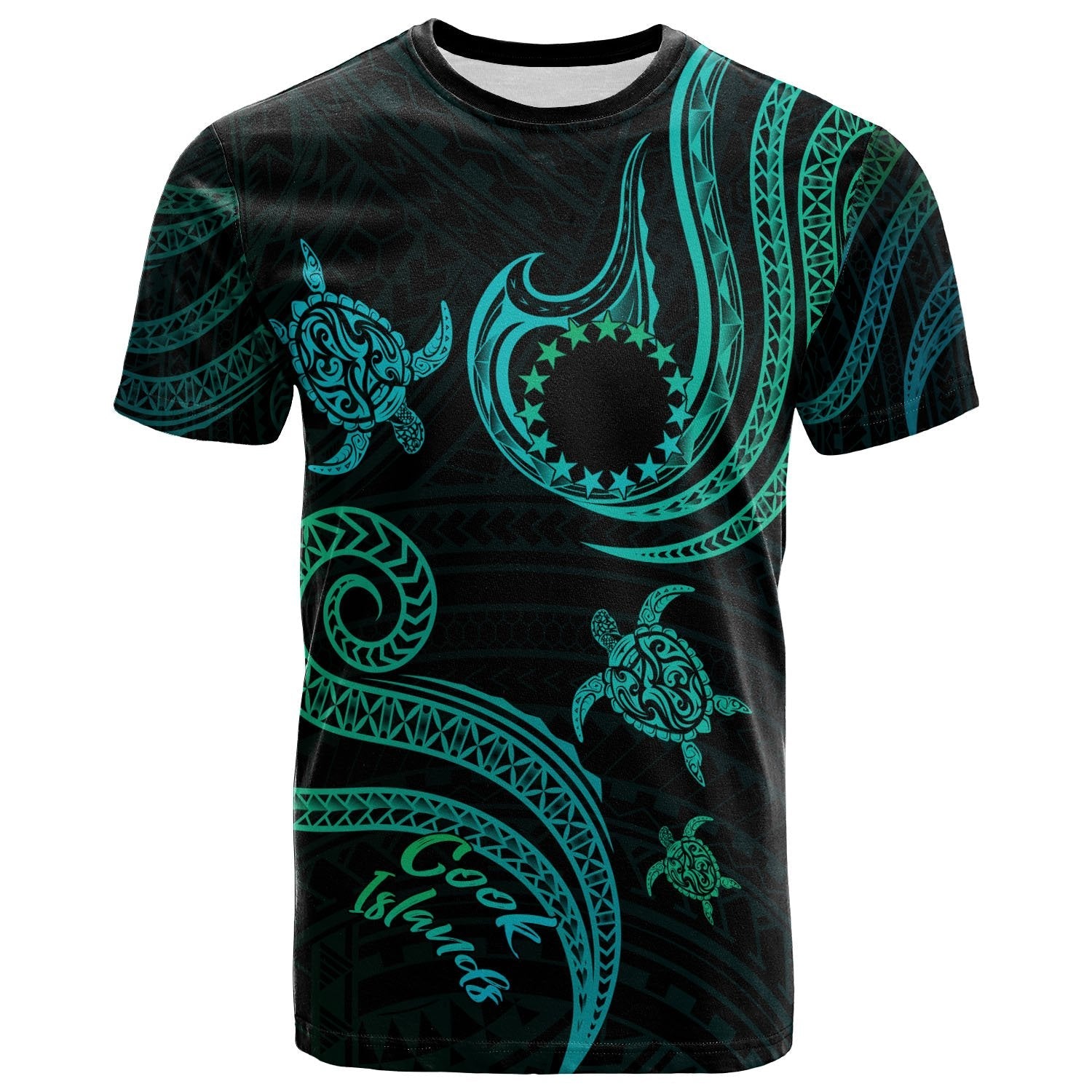 Cook Islands T - Shirt - Polynesian Turtle With Pattern