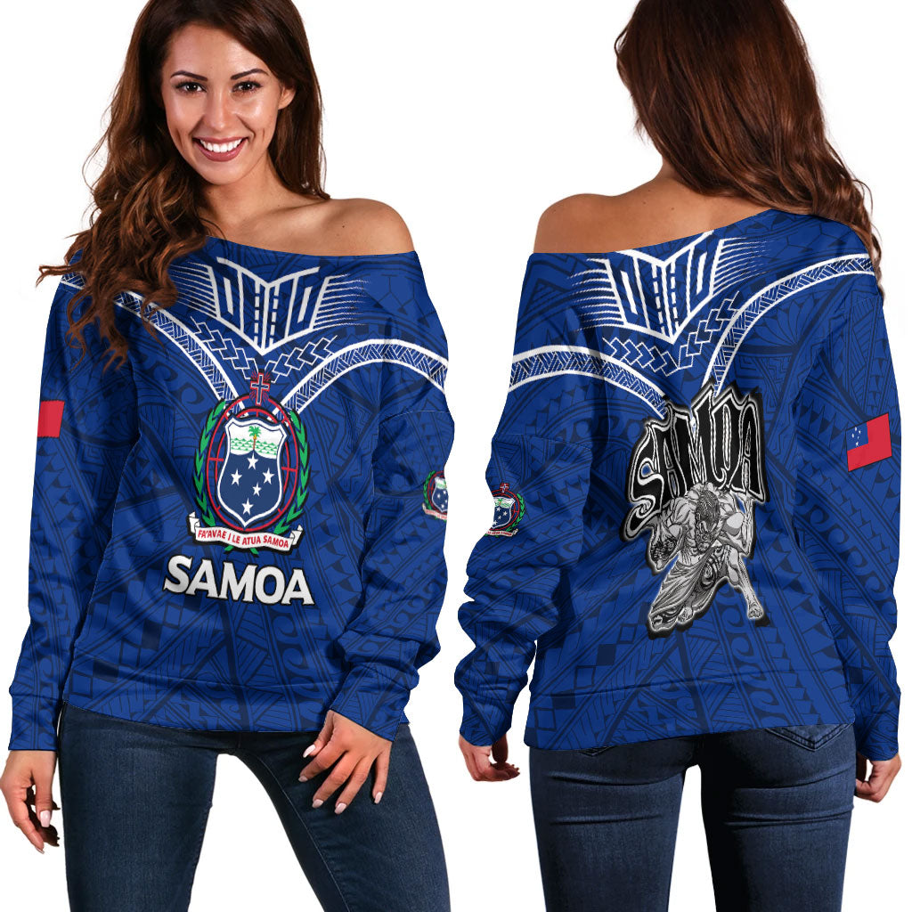 Samoa Women Off Shoulder Sweater Samoan Warrior Pride