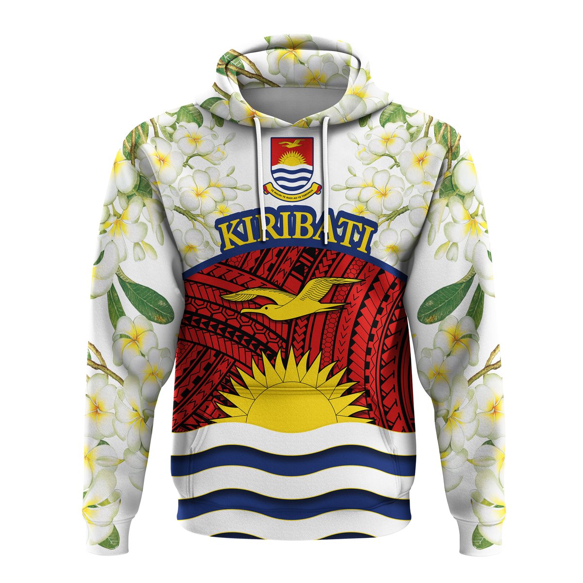 Kiribati Flag Mix Plumeria Frangipanis flower Hoodie