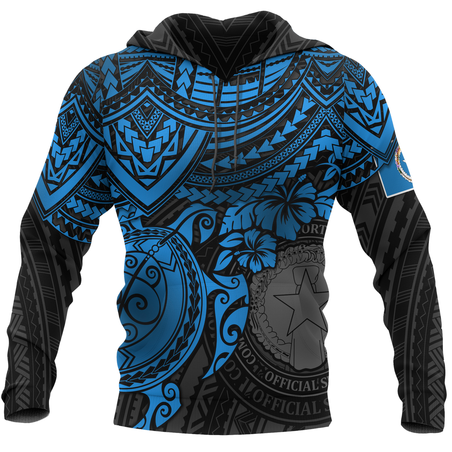 Northern Mariana Islands Polynesian Hoodie Blue Turtle