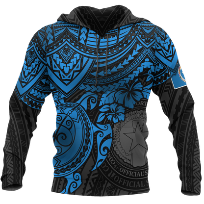 Northern Mariana Islands Polynesian Hoodie Blue Turtle
