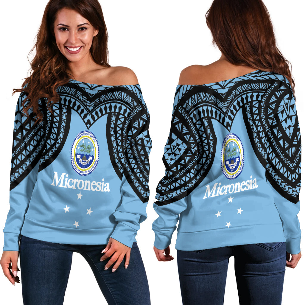 Federated States of Micronesia Women Off Shoulder Sweater Micronesia Pattern