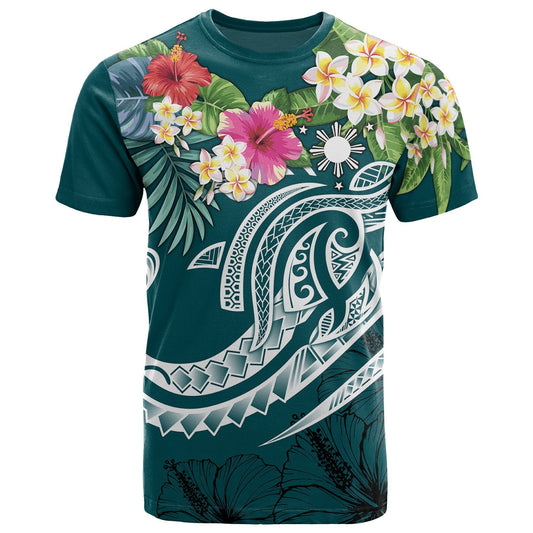 The Philippines T - Shirt - Summer Plumeria Turquoise