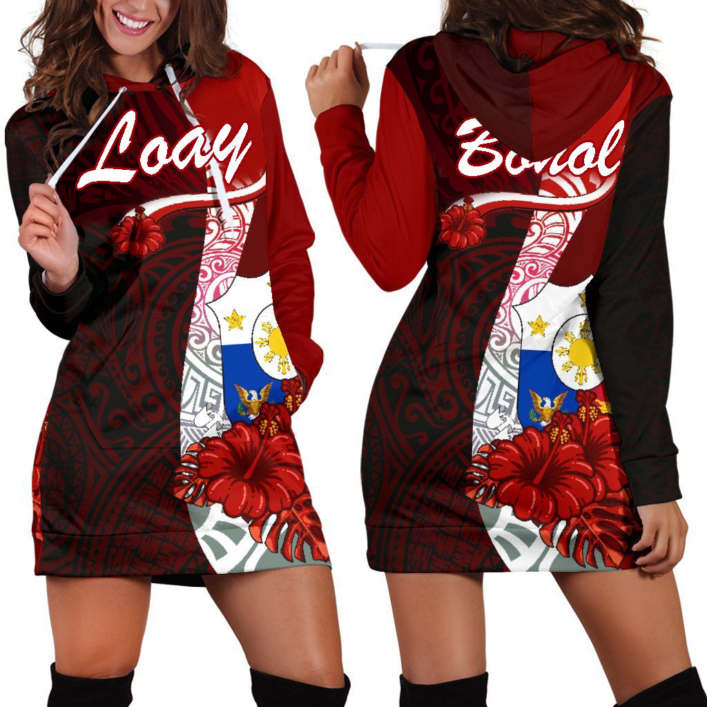 Loay Bohol Philippines Polynesian Hoodie Dress Coat Of Arm With Hibiscus