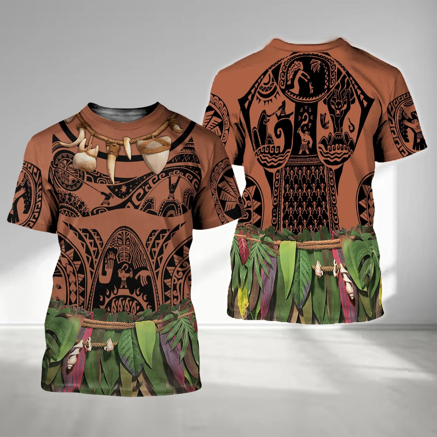 Primitive Tribal Style Printed T Shirt Polynesian Cosplay Short Sleeve Shirt