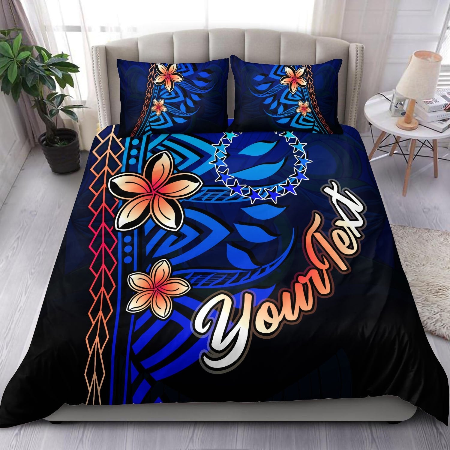 Cook Islands Custom Personalised Bedding Set Vintage Tribal Mountain