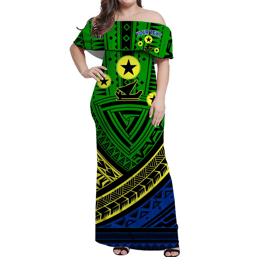Custom Personalised Vanuatu Malampa Province Tribal Pattern Women Off Shoulder Long Dress