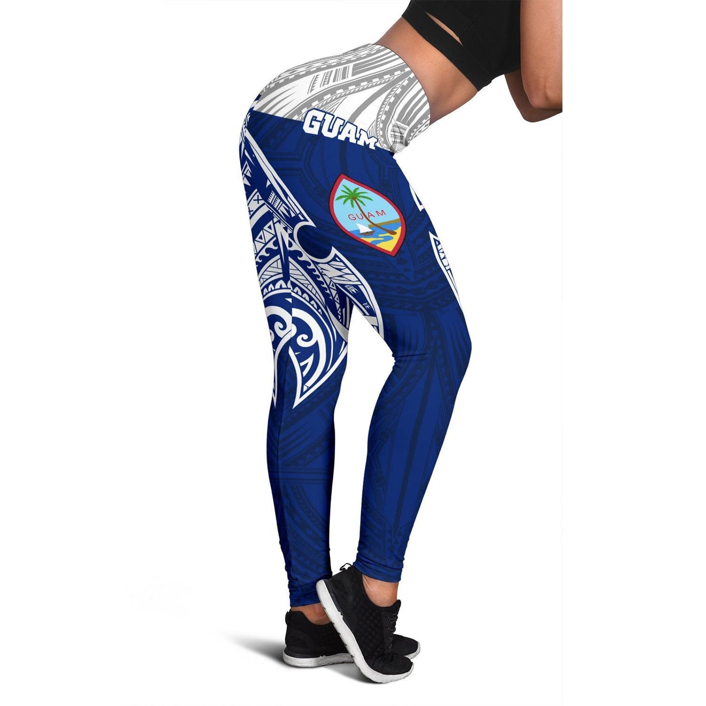 Guam Polynesian Women's Legging - Pattern With Seal Blue Version