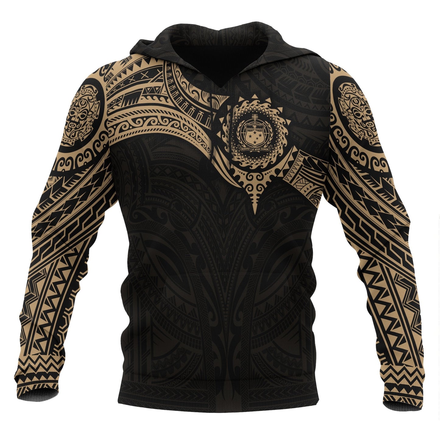 Samoa Polynesian Hoodie Gold Heart Shield