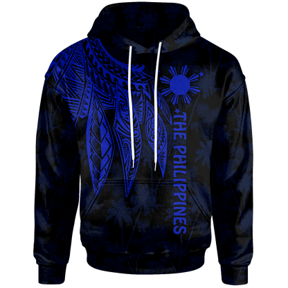 The Philippines Hoodie Polynesian Wings Blue