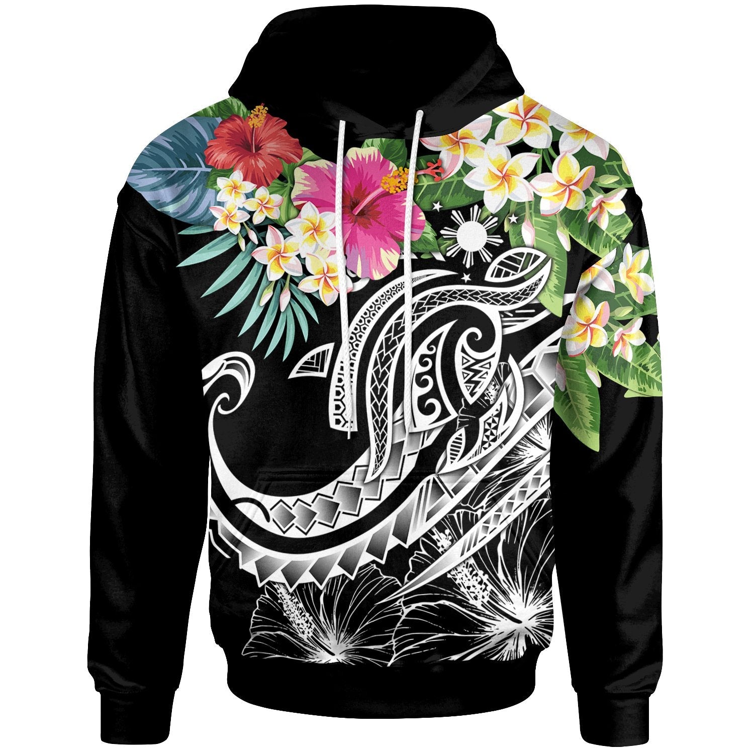 The Philippines Hoodie Summer Plumeria Black