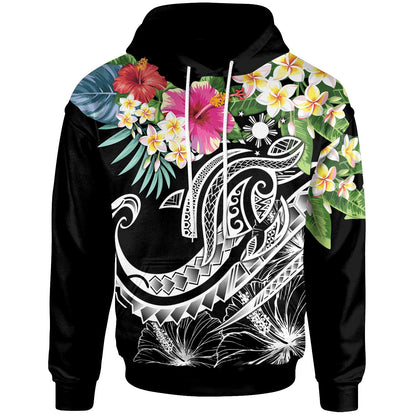 The Philippines Hoodie Summer Plumeria Black