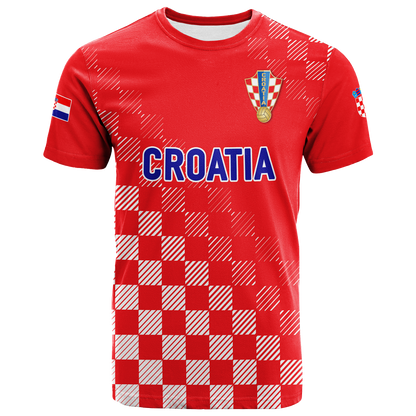 Custom Croatia Football 2022 Champions Pride T Shirt Red