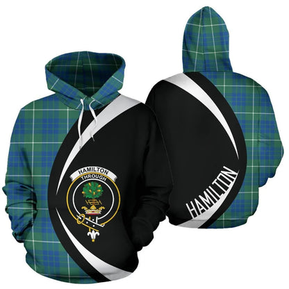 Printivon Hamilton Hunting Ancient Tartan Crest Hoodie Circle Style
