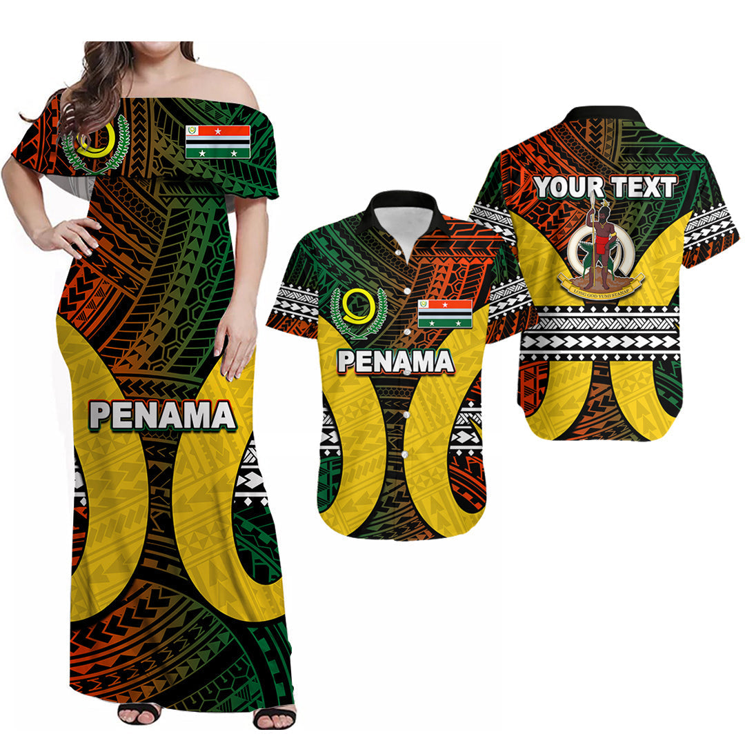 (Custom Personalised) Matching Outfits For Couples Polynesian Penama Of Vanuatu Combo Dress And Shirt