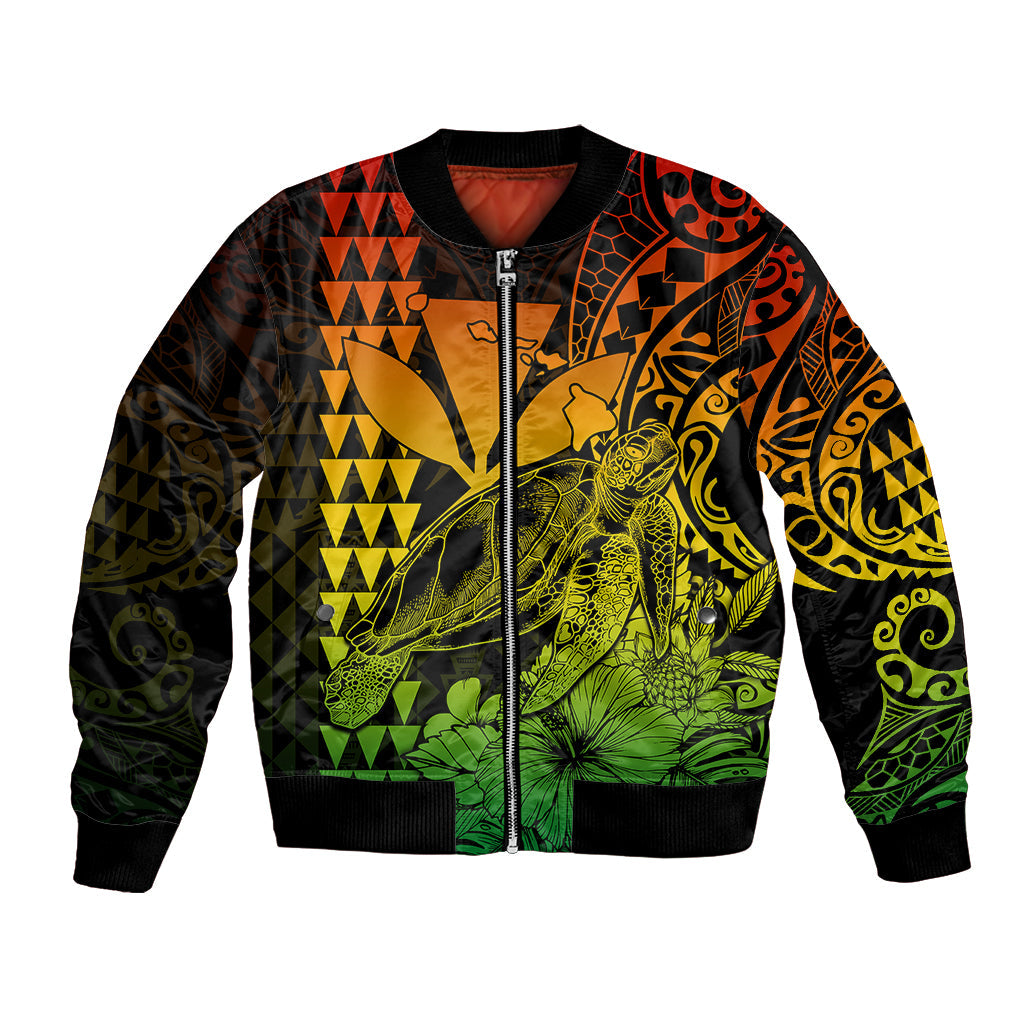 Kakau Polynesian Tribal Hawaiian Turtle with Kanaka Maoli Reggae Bomber Jacket