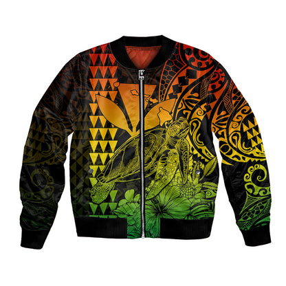 Kakau Polynesian Tribal Hawaiian Turtle with Kanaka Maoli Reggae Bomber Jacket