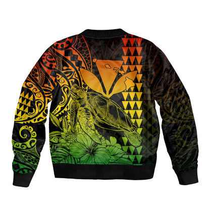Kakau Polynesian Tribal Hawaiian Turtle with Kanaka Maoli Reggae Bomber Jacket