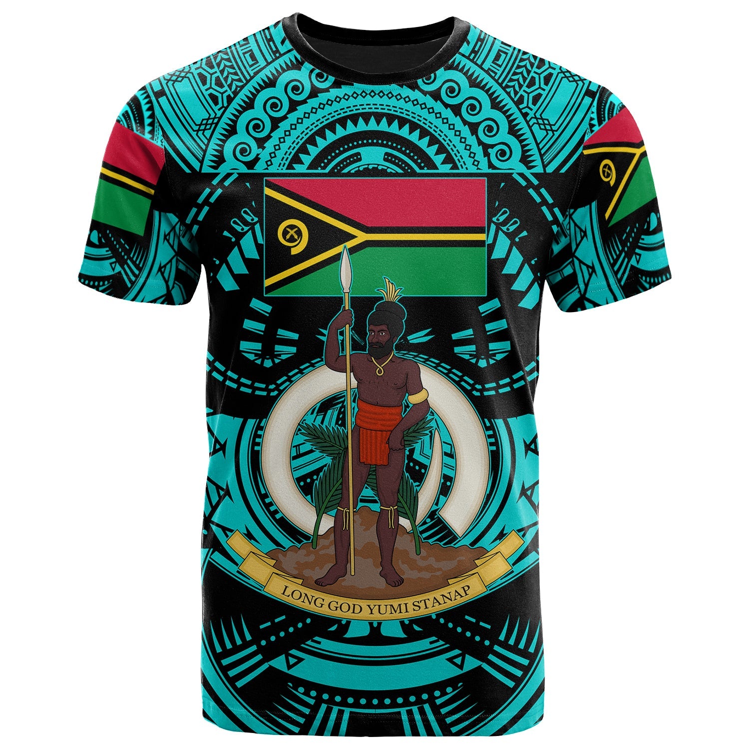 Vanuatu T-Shirt Custom Vanuatu Polynesian Culture Pride Turquoise T-Shirt