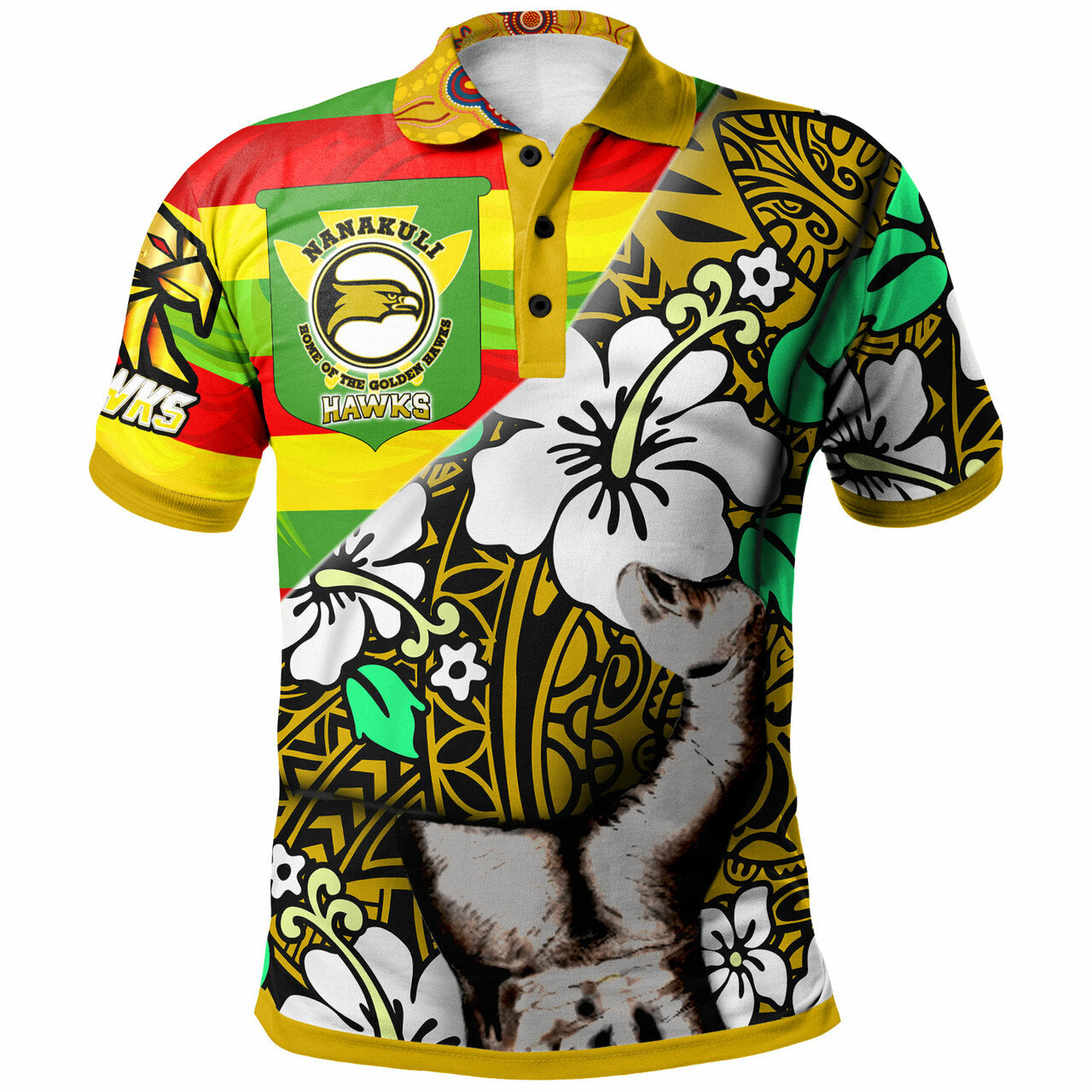 Hawaii Nanakuli High & Intermediate School Polynesian Patronage Polo Shirt - The Golden Hawk Bloods In My Veins