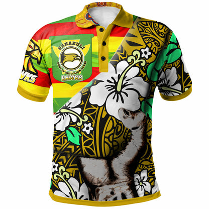 Hawaii Nanakuli High & Intermediate School Polynesian Patronage Polo Shirt - The Golden Hawk Bloods In My Veins