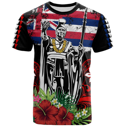Hawaii T-Shirt King Kamehameha Hawaii Tribal Flag Tropical Style Shirt