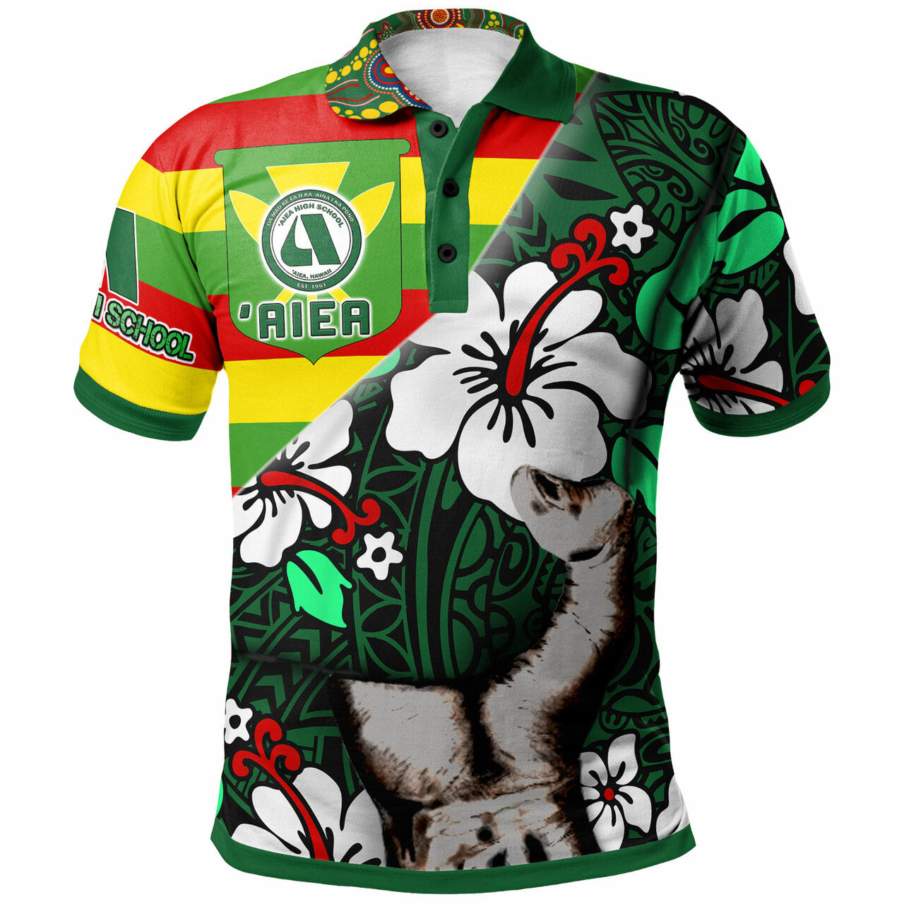 Hawaii Patronage Polo Shirt - 'Aiea High School Bloods In My Veins