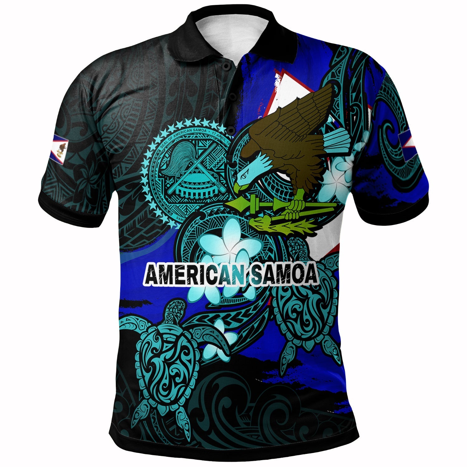 American Samoa Polo Shirt - American Samoa Independence Day With Bald Eagle And Polynesian Patterns