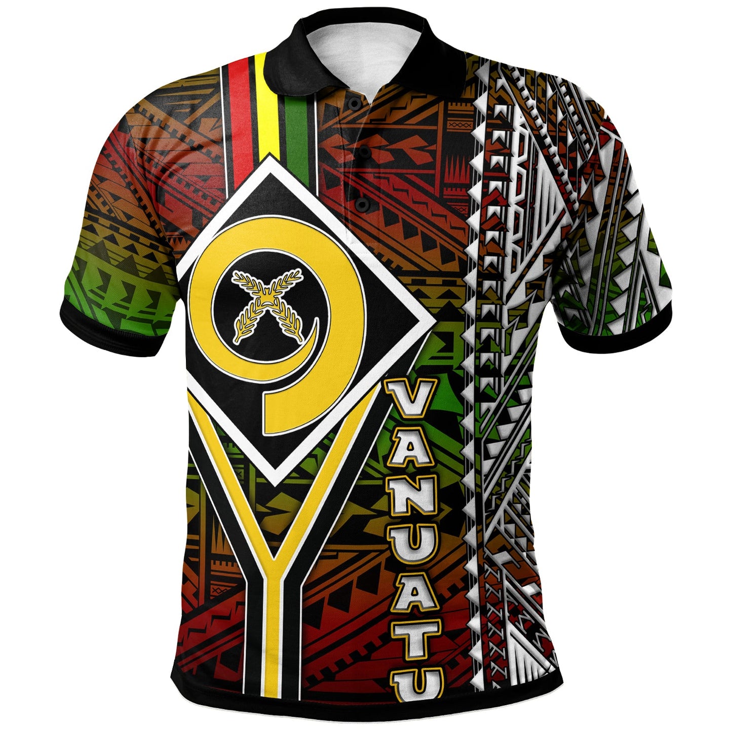 Vanuatu Polo Shirt - Vanuatu Independence Anniversary Flag Style Polynesian Patterns Polo Shirt