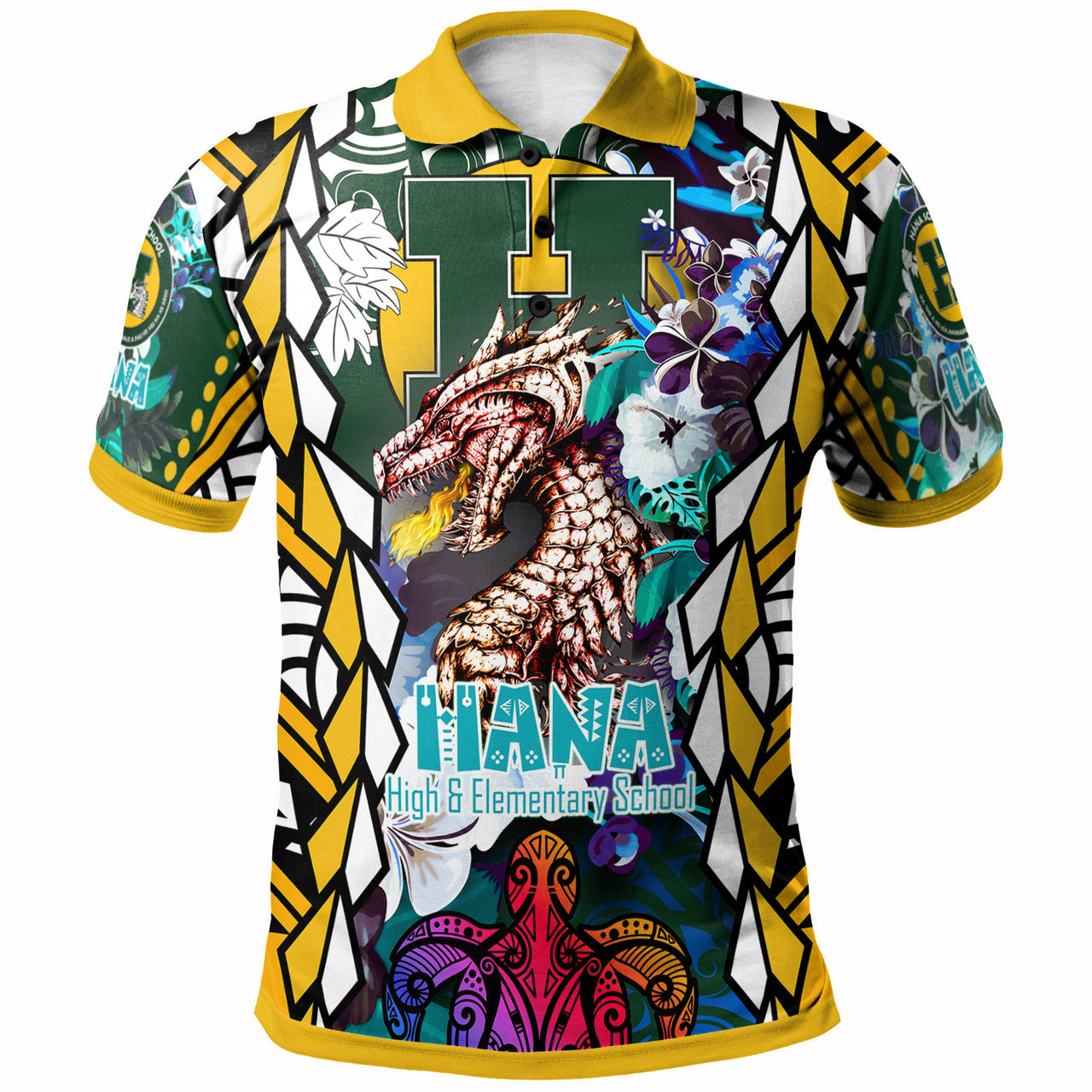 Hawaii Polo Shirt - Hana High & Intermediate School Fire Dragon Polynesian Culture Pride