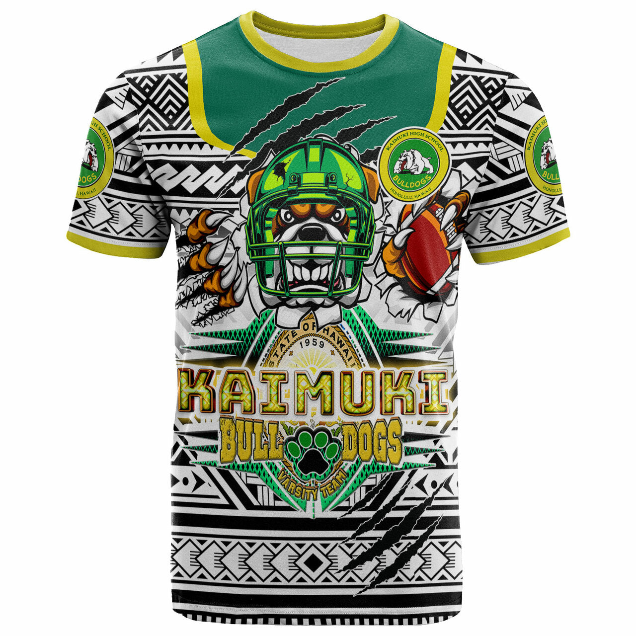 Hawaii Kaimuki High School Polynesian T-shirt Kaimuki High School Honolulu, HI Varsity Football Tribal Patterns