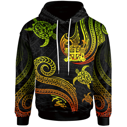 Fiji Hoodie Polynesian Turtle With Pattern Reggae