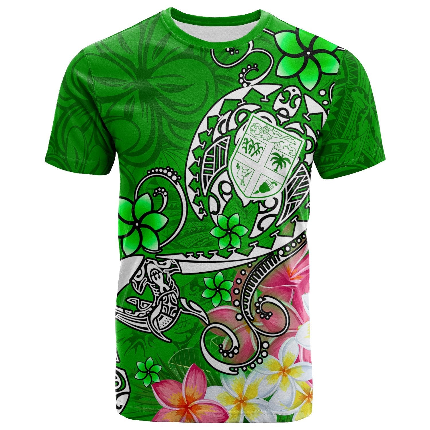 Fiji T Shirt Turtle Plumeria Green 