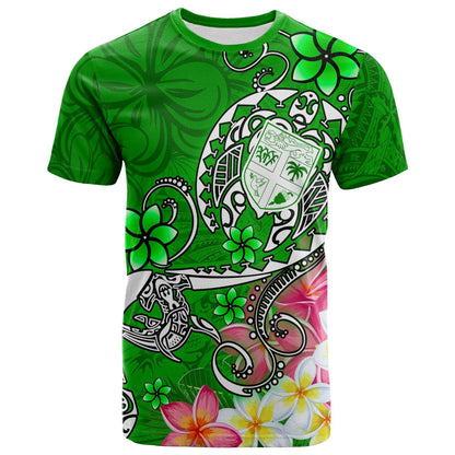 Fiji T Shirt Turtle Plumeria Green 