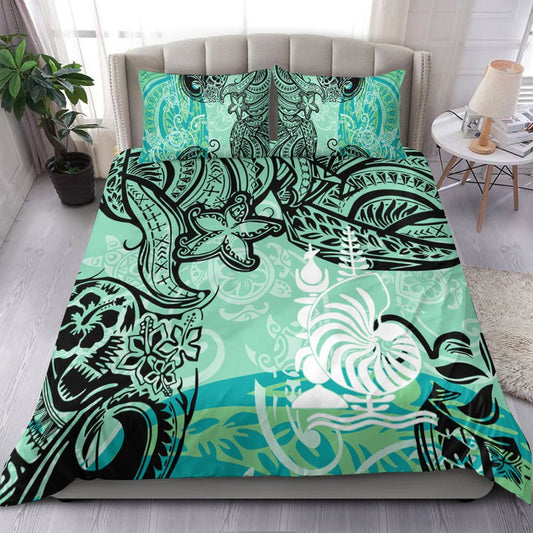 New Caledonia Bedding Set Vintage Floral Pattern Green Color