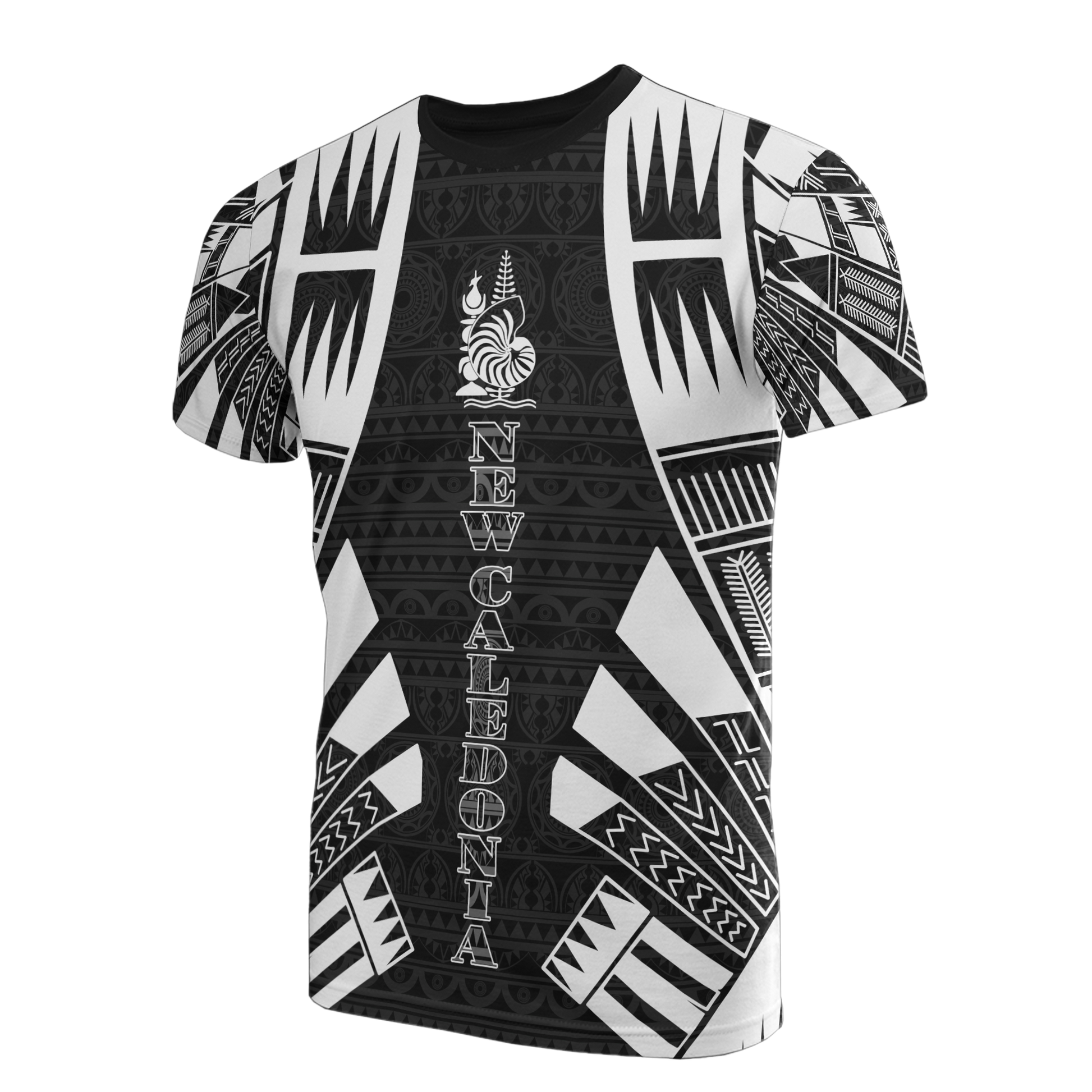 New Caledonia T Shirt New Caledonia Coat Of Arms Polynesian Tattoo Style